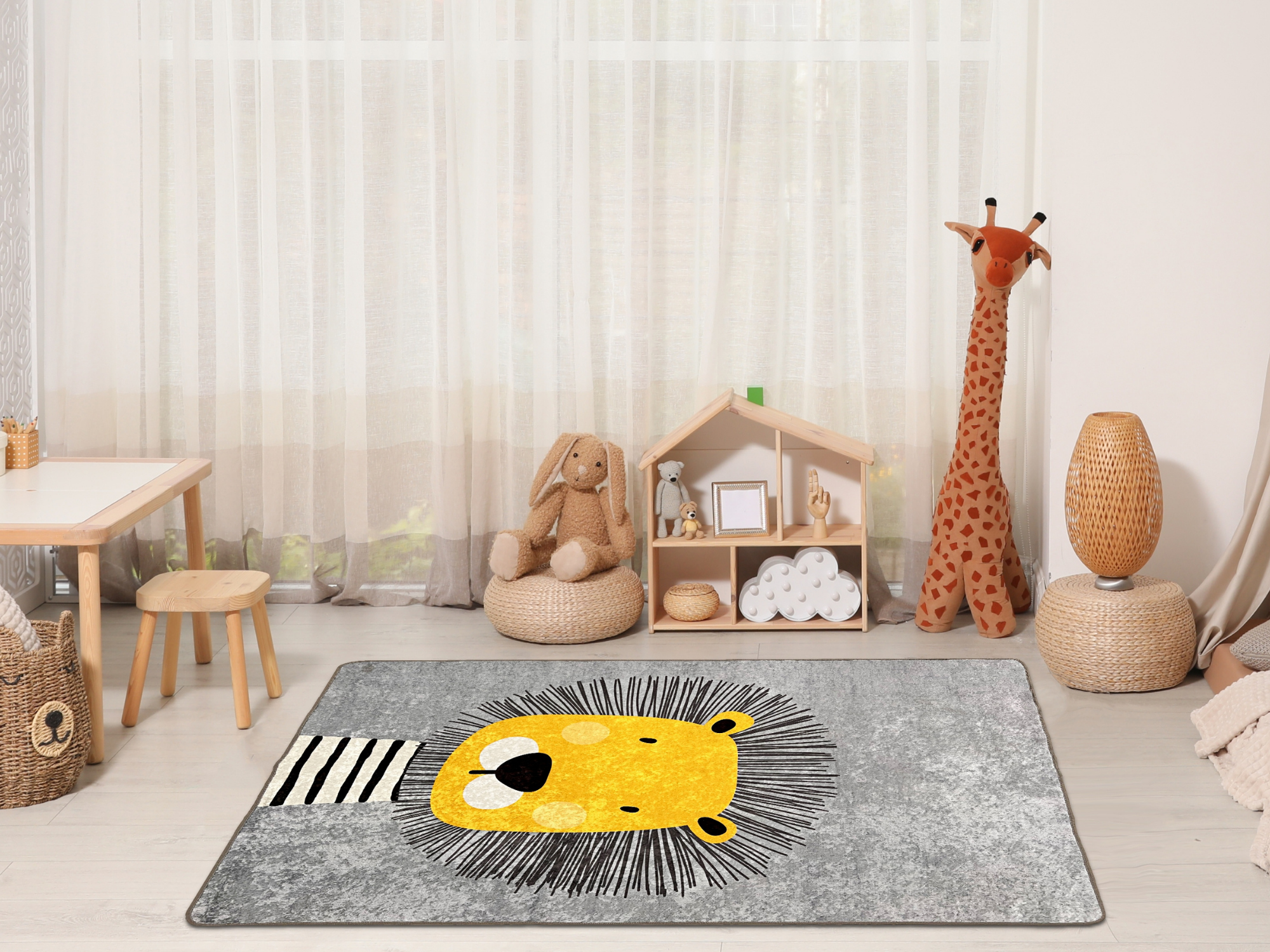 Kinderteppich Löwe Waschbar